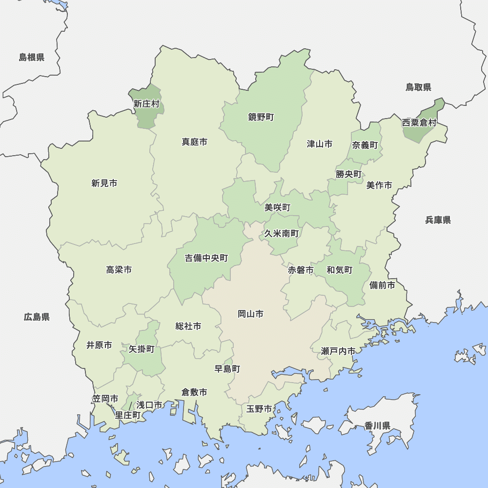 岡山県の地図