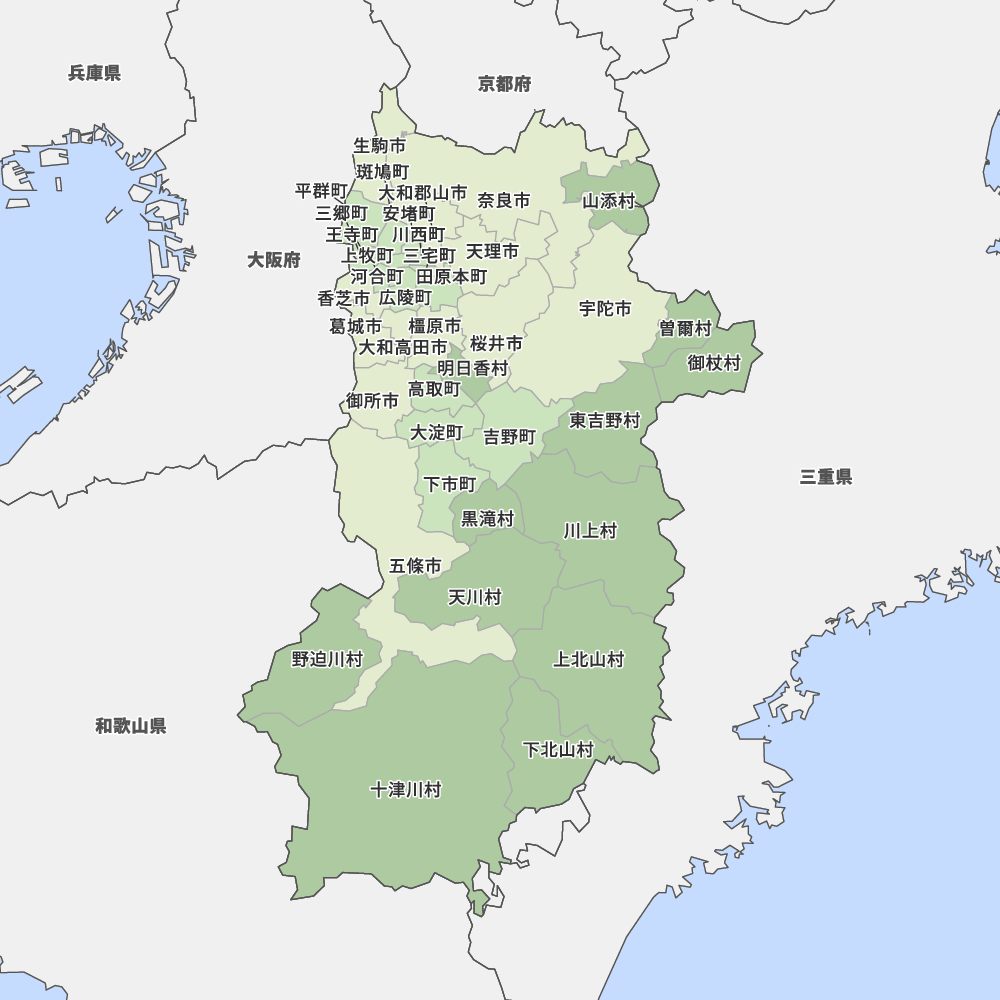 奈良県の地図
