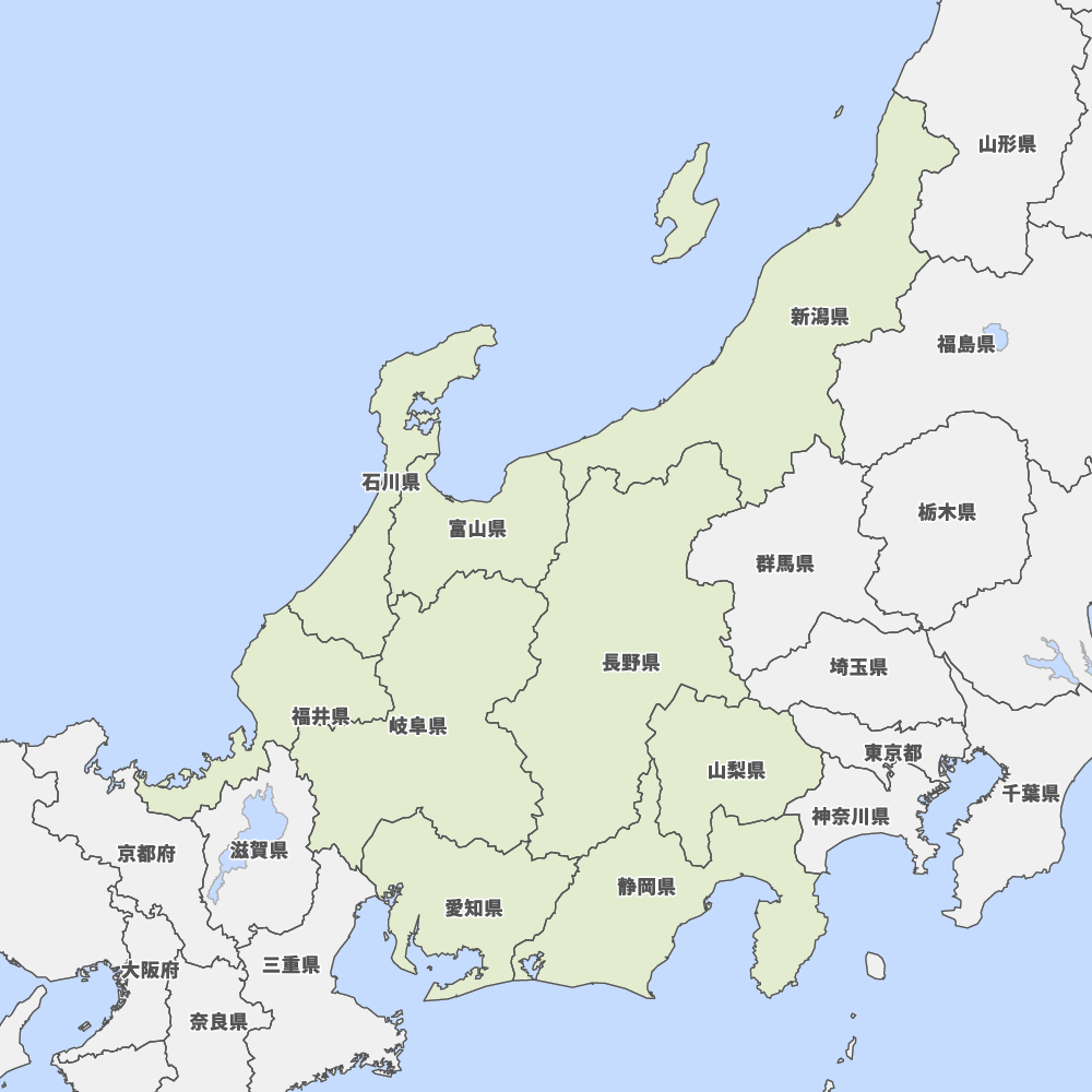 中部地方の地図