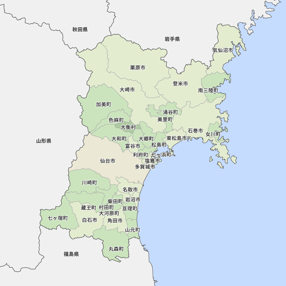 宮城県の地図