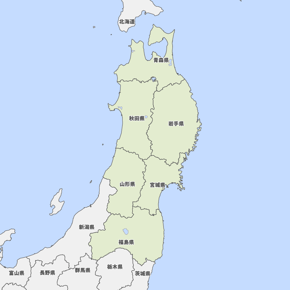 東北地方の地図